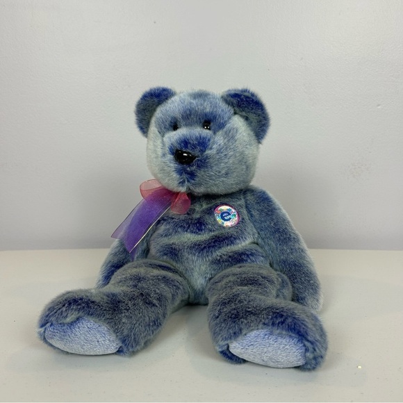 TY Beanie Buddies Collection Bear Periwinkle Plush 2001 (Large) - Picture 2 of 11